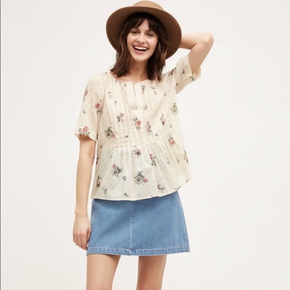 Anthropologie Tops - Anthropologie Maeve Orchid Island Blouse Cream 8